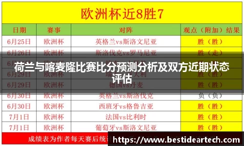 荷兰与喀麦隆比赛比分预测分析及双方近期状态评估